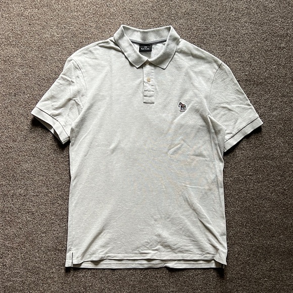 Paul Smith Heather Grey Short Sleeve Polo Shirt Mens Small Colorful Zebra Logo - Picture 1 of 10